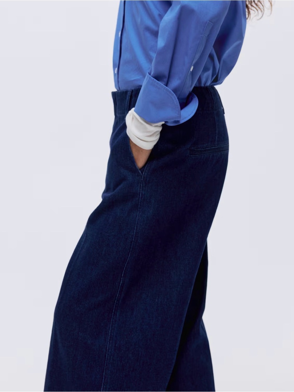 H&M High-Waisted Wide-Leg Dark Wash Jeans